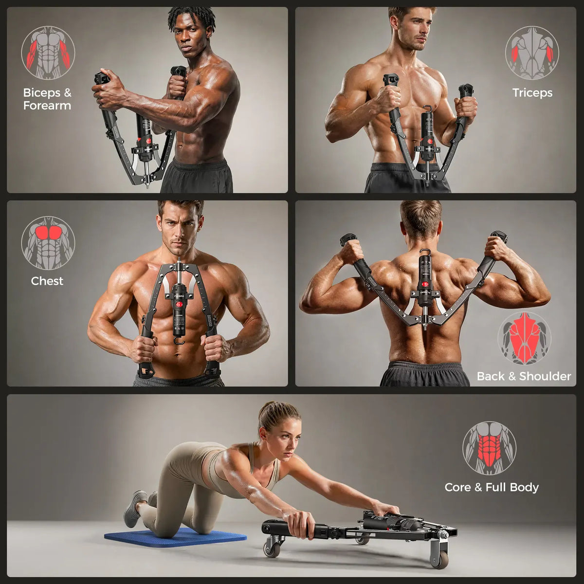 Adjustable Hydraulic Arm Trainer | 22-440lbs Foldable